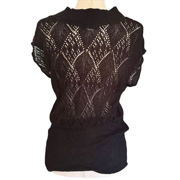 Say What USA Open Knit Top Women's M L XL Black fairygrunge Whimsygoth Vintage - Picture 5 of 14
